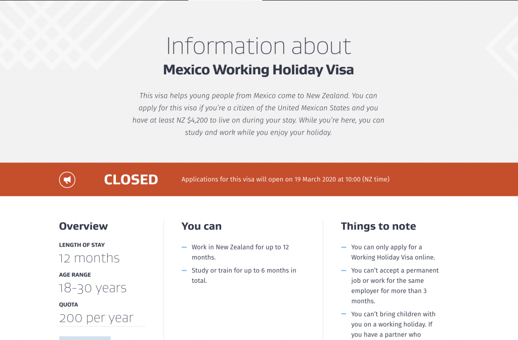 Working holiday para mexicanos 2019
